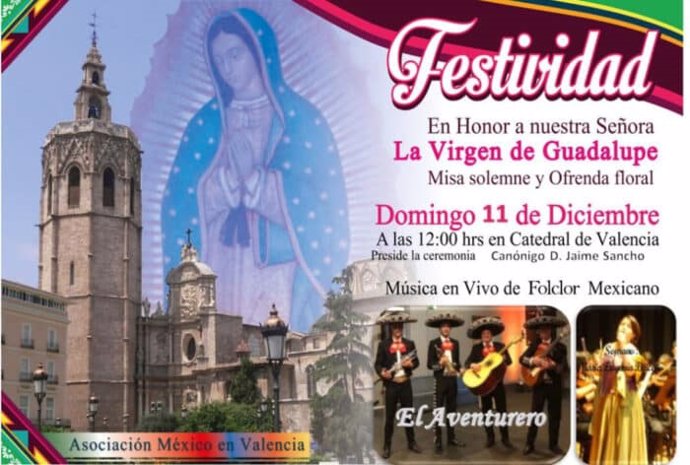 Cartel de la festividad de la Virgen de Guadalupe en la Seo