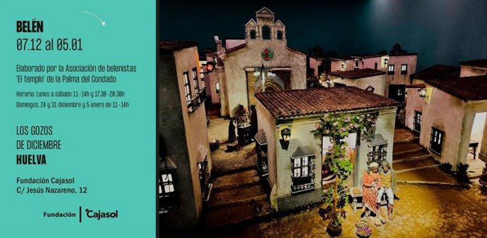 Cartel anunciador del belén de la Fundación Cajasol en Huelva.
