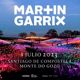 Cartel que anuncia el concierto de Martin Garrix en Monte do Gozo el 8 de julio