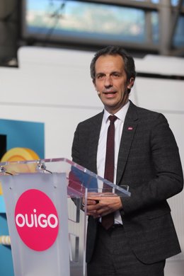 Archivo - El presidente de SNCF Voyageurs, Christophe Fanichet, interviene en una rueda de prensa durante la inauguración del primer trayecto de Ouigo, a 7 de mayo de 2021, en Atocha, Madrid, (España). Ouigo, el nuevo operador de trenes de alta velocidad 