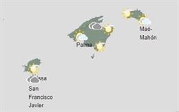 Mapa del tiempo en Baleares.