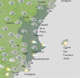 Imagen de la predicción meteorológica para este jueves.