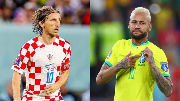 El futbolista croata Luka Modric (izquierda) y el delantero brasileño Neymar, en el Mundial de Catar.