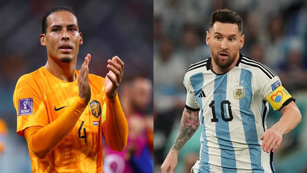 El defensa neerlandés Virgil Van Dijk (izquierda) y el delantero argentino Leo Messi, en el Mundial de Catar.