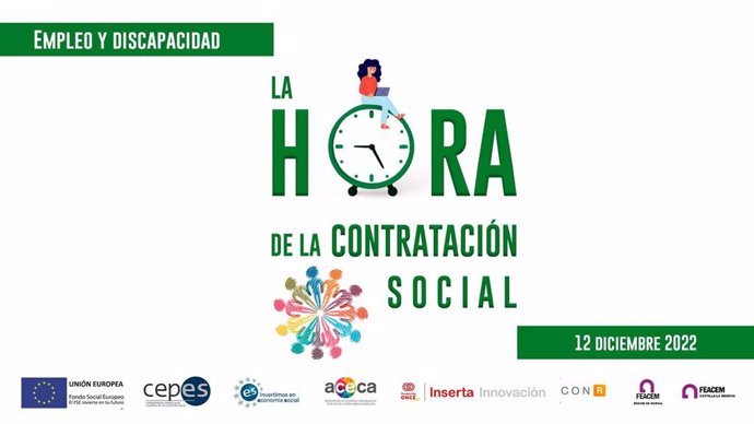 Imagen del cartel de las jornadas 'Empleo y discapacidad. La hora de la contratación social', que se celebrarán el lunes en el Parlamento de Andalucía.