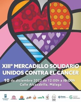 Cartel del mercadillo solidario de 'Unidos conra el cáncer'