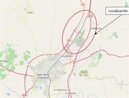 Zona de actuación para el enlace de la AP-4 con el Aeropuerto de Jerez.