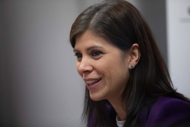 La secretària general adjunta d'ERC i portaveu del partit, Marta Vilalta, durant una entrevista per a Europa Press