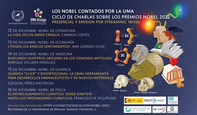 Cartel del ciclo 'Los Nobel contados por la UMA', que arranca este lunes su tercera edición