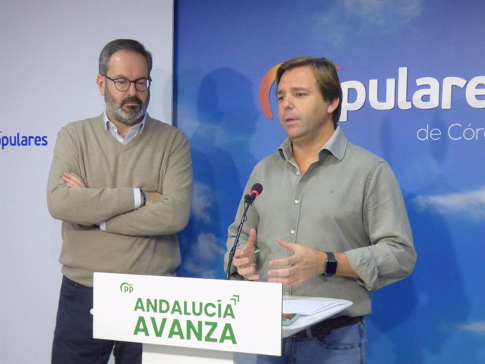 El secretario general del PP-A, Antonio Repullo, durante una rueda de prensa en Córdoba