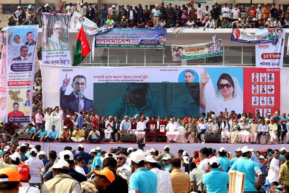 Mitin en Dacca (Bangladesh) del partido opositor BNP 