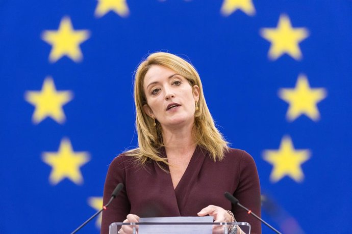 Archivo - La presidenta del Parlament Europeu, Roberta Metsola