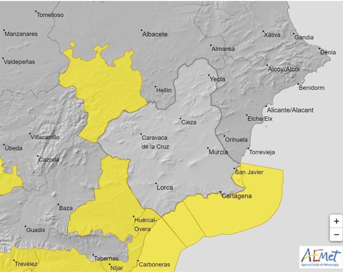 Mapa de alertas de la Aemet