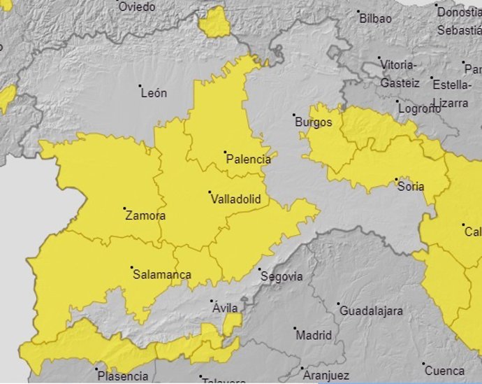 La Aemet activa el nivel amarillo de alerta por rachas de viento este lunes en ocho provincias de CyL