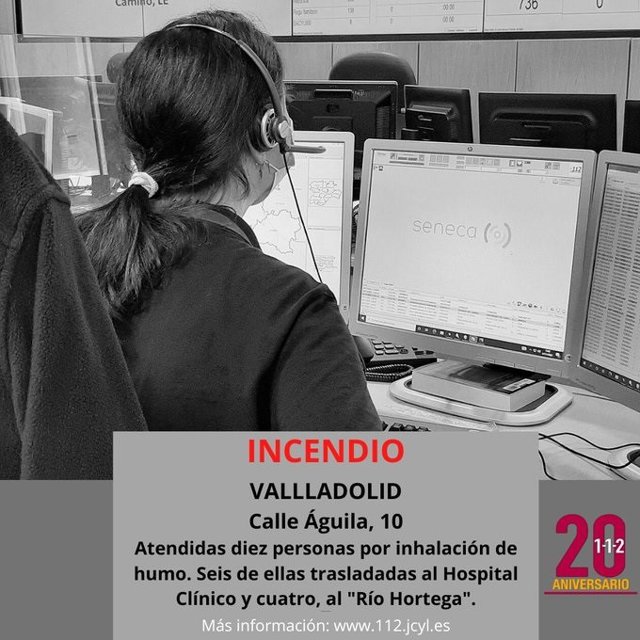 Gráfico elaborado por el 112 con datos sobre los afectados por el incendio en una vivienda de Valladolid