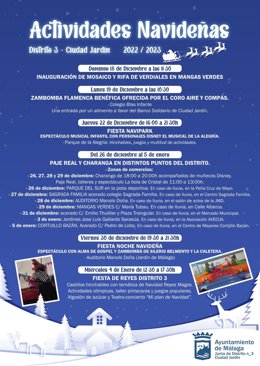 Cartel de las actividades de Navidad en Ciudad Jardín.