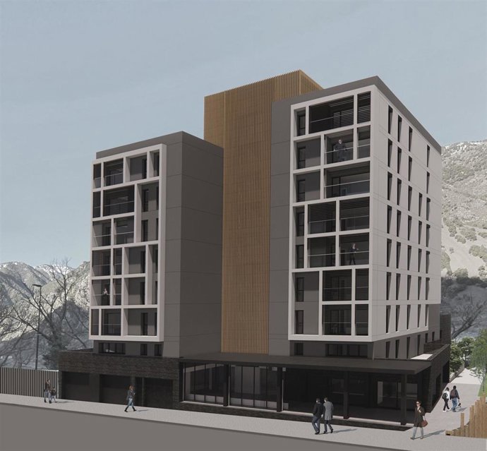 Recreación de cómo será el edificio de viviendas a precio asequible que impulsa el Gobierno de Andorra.