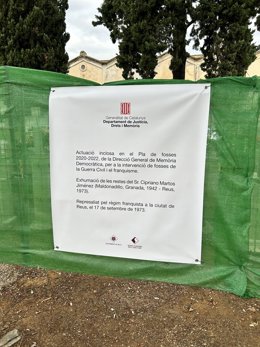 Cartell de l'actuació per exhumar les restes del militant antifranquista Cipriano Martos