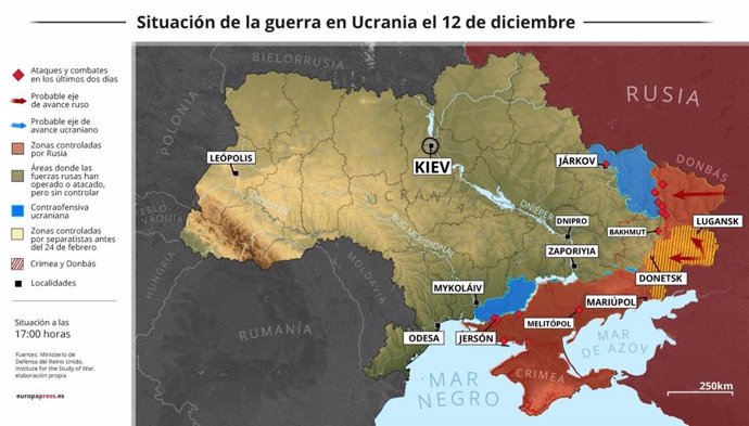 Situación de la guerra en Ucrania el 12 de diciembre