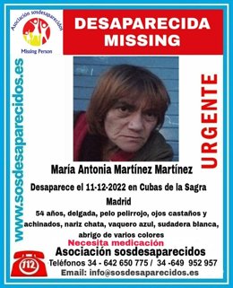 Buscan a una mujer de mediana edad desaparecida ayer en Cubas de la Sagra