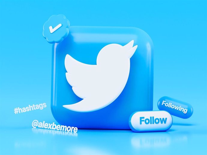 Símbolo de Twitter con la insignia azul
