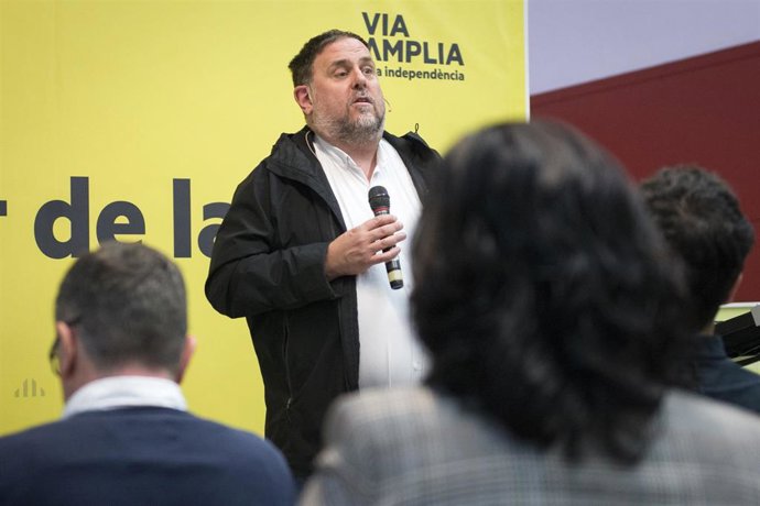 El presidente de ERC, Oriol Junqueras, durante el acto Prou Repressió celebrado por Esquerra Republicana de Catalunya (ERC), a 29 de noviembre de 2022, en Girona, Catalunya (España).