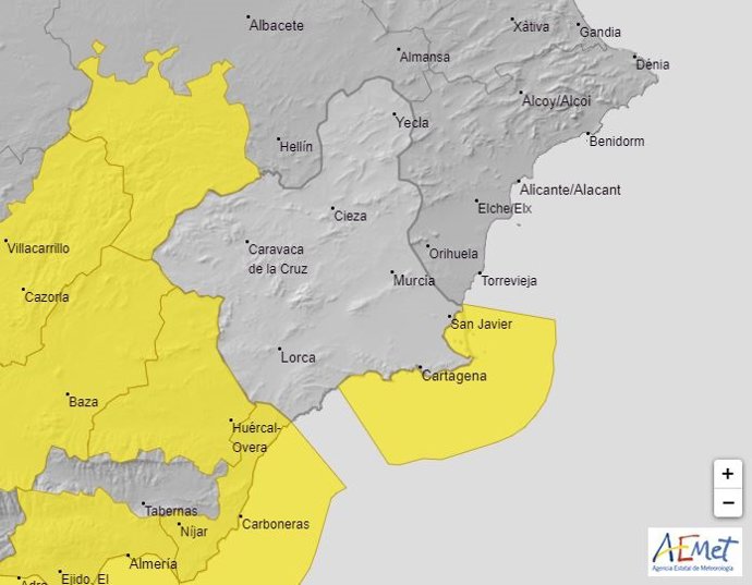 Aviso amarillo por fenómenos costeros en el Campo de Cartagena y Mazarrón