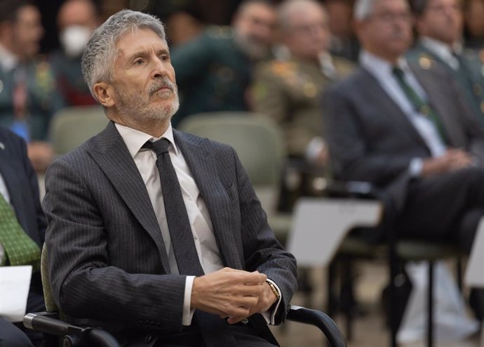 El ministro del Interior, Fernando Grande-Marlaska, durante la jornada conmemorativa por el décimo aniversario del Centro Universitario de la Guardia Civil en Aranjuez