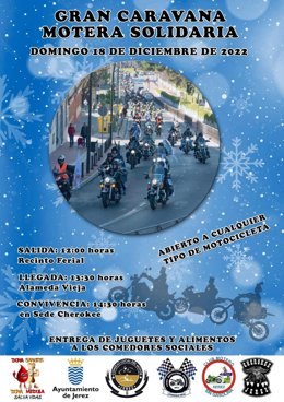 Cartel de la caravana motera solidaria de Jerez de la Frontera (Cádiz)