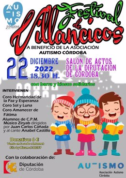 Cartel del Festival Solidario de Villancicos de Autismo Córdoba.