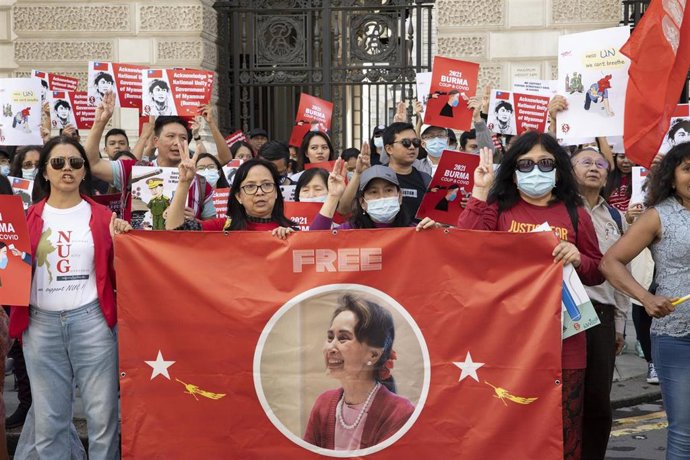 Archivo - Protesta contra la junta militar birmana. 