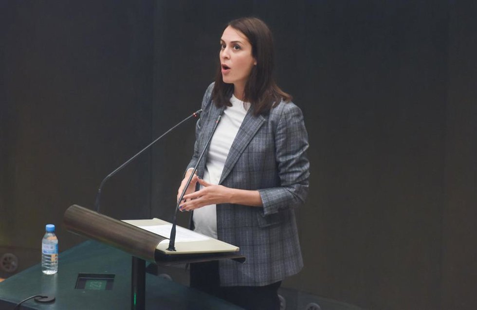 La portavoz de Más Madrid en el Ayuntamiento, Rita Maestre, interviene durante una sesión ordinaria