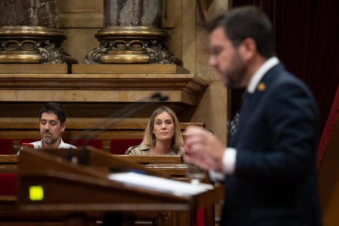 Archivo - El president de la Generalitat, Pere Aragons, interviene en el debate de política general anual, en el Parlament de Catalunya, a 27 de septiembre de 2022, en Barcelona, Cataluña (España). Durante su comparecencia, el presidente de la Generali