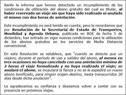 Aviso de Renfe a usuarios que usen los abonos de forma irregular