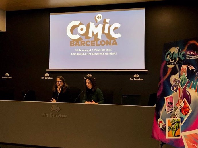 Rueda de prensa de la 41 edición de Comic Barcelona con la directora general de Ficomic, Meritxell Puig, y el asesor de contenidos Borja Crespo