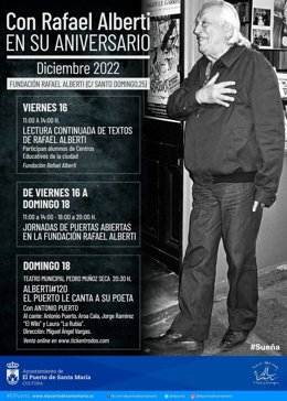 Cartel de la programación por el 120 aniversario del nacimiento de Alberti en El Puerto (Cádiz)
