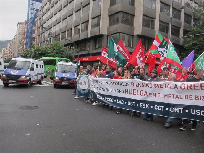 Archivo - Manifestación Huelga Metal de Bizkaia en Bilbao (archivo)
