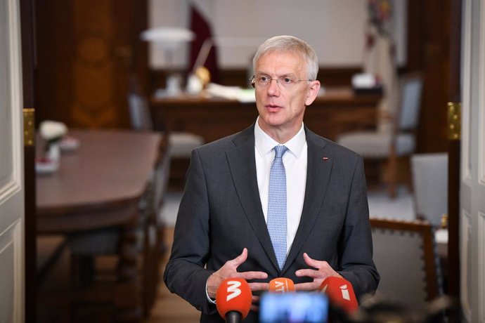 FILED - 22 November 2022, Latvia, Riga: Latvian Prime Minister Krisjanis Karins speaks during a joint press conference with President Egils Levits. Latvia will continue to support Russian journalists living in exile in the EU and NATO country, according