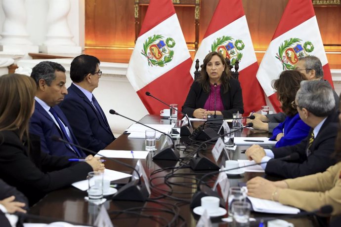 La presidenta de Perú, Dina Boluarte, durante una reunión del Consejo de Estado
