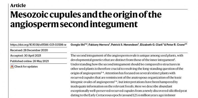 Portada articulo ganador del premio Paleonturologia 2022.