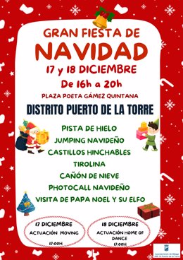 Cartel de fiesta de la Navidad en Puerto de la Torre