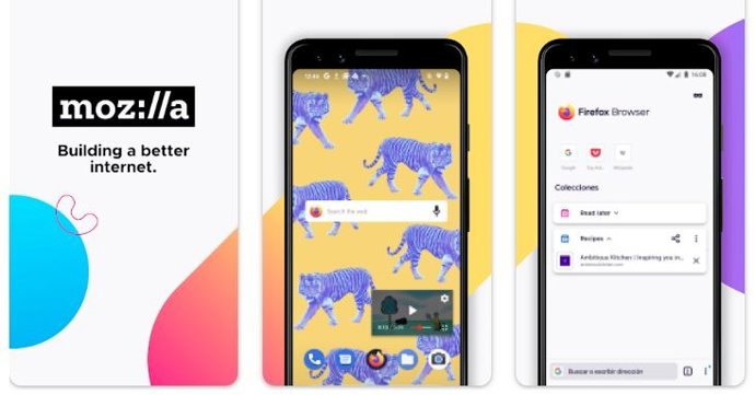 Interfaz de Mozilla en un dispositivo Android