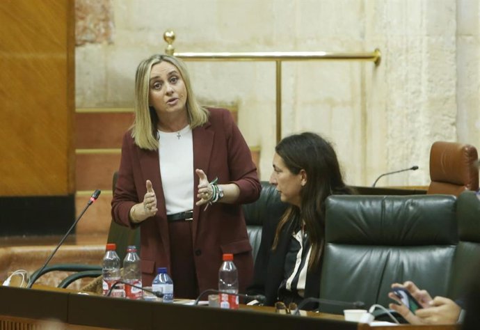 La consejera de Fomento, Marifrán Carazo, en el Parlamento de Andalucía.