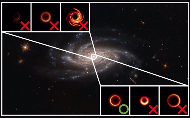Mediante el método de ensayo y error, el aprendizaje automático prueba muchos emparejamientos diferentes de galaxias y agujeros negros simulados creados con distintas reglas y elige el emparejamiento que mejor se ajusta a las observaciones reales