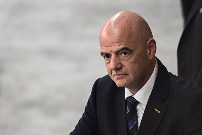 14 December 2022, Qatar, Al Khor: FIFA President Gianni Infantino arrives in the stands prior to the start of the FIFA World Cup Qatar 2022 Semi-Final soccer match between France and Morocco at the Al Bayt Stadium. Photo: Robert Michael/dpa