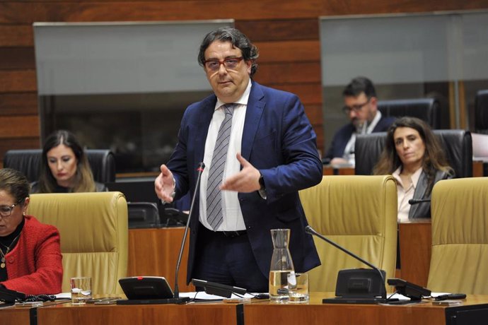 El vicepresidente segundo de la junta y consejero de Sanidad, José María Vergeles, responde a una pregunta en el pleno de la Asamblea