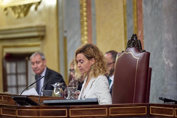 La presidenta del Congreso, Meritxell Batet, durante una sesión plenaria, en el Congreso de los Diputados, a 15 de diciembre de 2022, en Madrid (España). El Pleno del Congreso debate seis enmiendas de totalidad presentadas por Vox contra los proyectos d