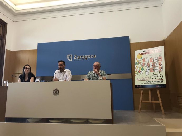 Archivo - Presentación del cartel del dibujante Calpurnio Pisón, que ilustra el cartel del XXI Salón del Cómic de Zaragoza.
