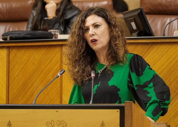 La parlamentaria de Vox Ana María Ruiz, este jueves en el Pleno en la defensa de la PNL de su grupo.