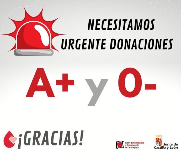 Gráfico elaborado por el Centro de Hemoterapia y Hemodonación sobre la urgencia de donaciones en CyL